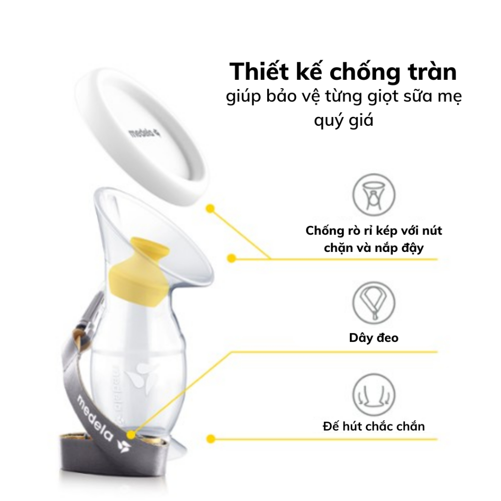 Cốc hứng sữa silicon Medela | Hứng sữa rảnh tay