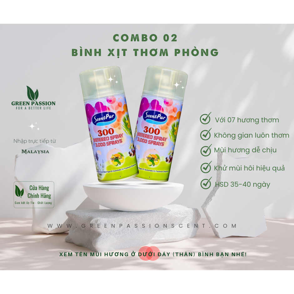 COMBO 2 Bình Xịt Thơm Phòng Scentpur 300ML