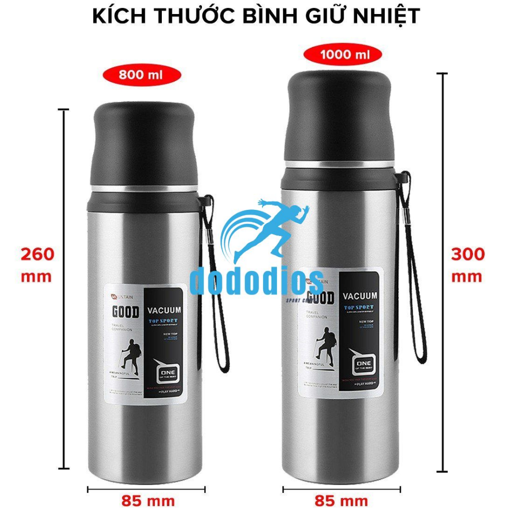 Bình giữ nhiệt dododios 800ml LHC6180 Vacuum Bottle - Hàng chính hãng, có bấm nút uống trực tiếp, dây treo xách