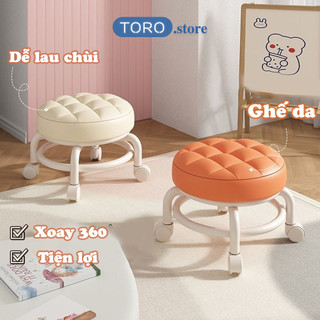 Ghế tròn xoay bệt TORO có bánh xe đa năng xoay 360 độ, da PU êm ái bền bỉ chống nước bám bẩn màu sắc sang trọng