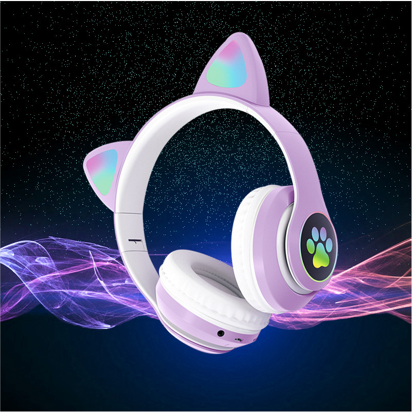 Tai Nghe Mèo SNT-28 Bluetooth Chụp Tai, Headphone Tai Mèo Dễ Thương Có Mic, Âm Bass Mạnh Mẽ Bảo Hành 12 Tháng