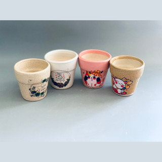 Chậu trồng cây sen đá, chậu sứ hình xô in hình mini trồng sen đá - xương rồng