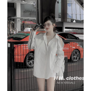 Áo Sơmi Form Giấu Quần Tay Dài Hở Vai Cá Tính Moonyhanoi HH1