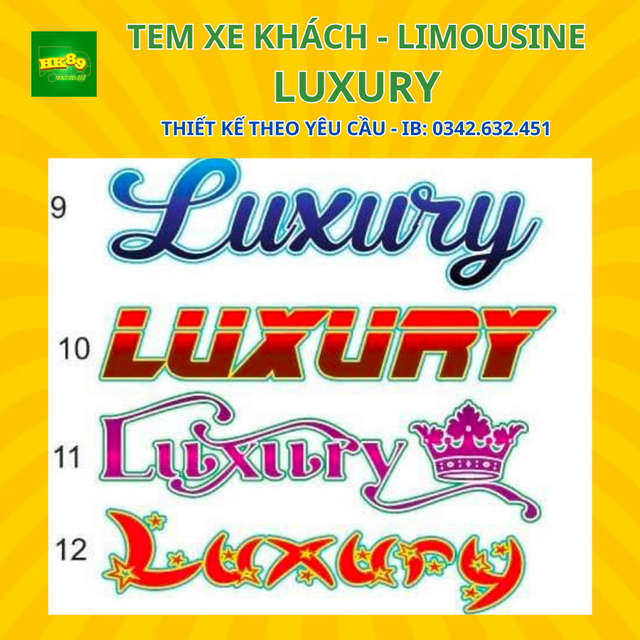 Tem xe chữ LUXURY - Decal Luxury dán ô tô, xe tải phản quang 7 màu