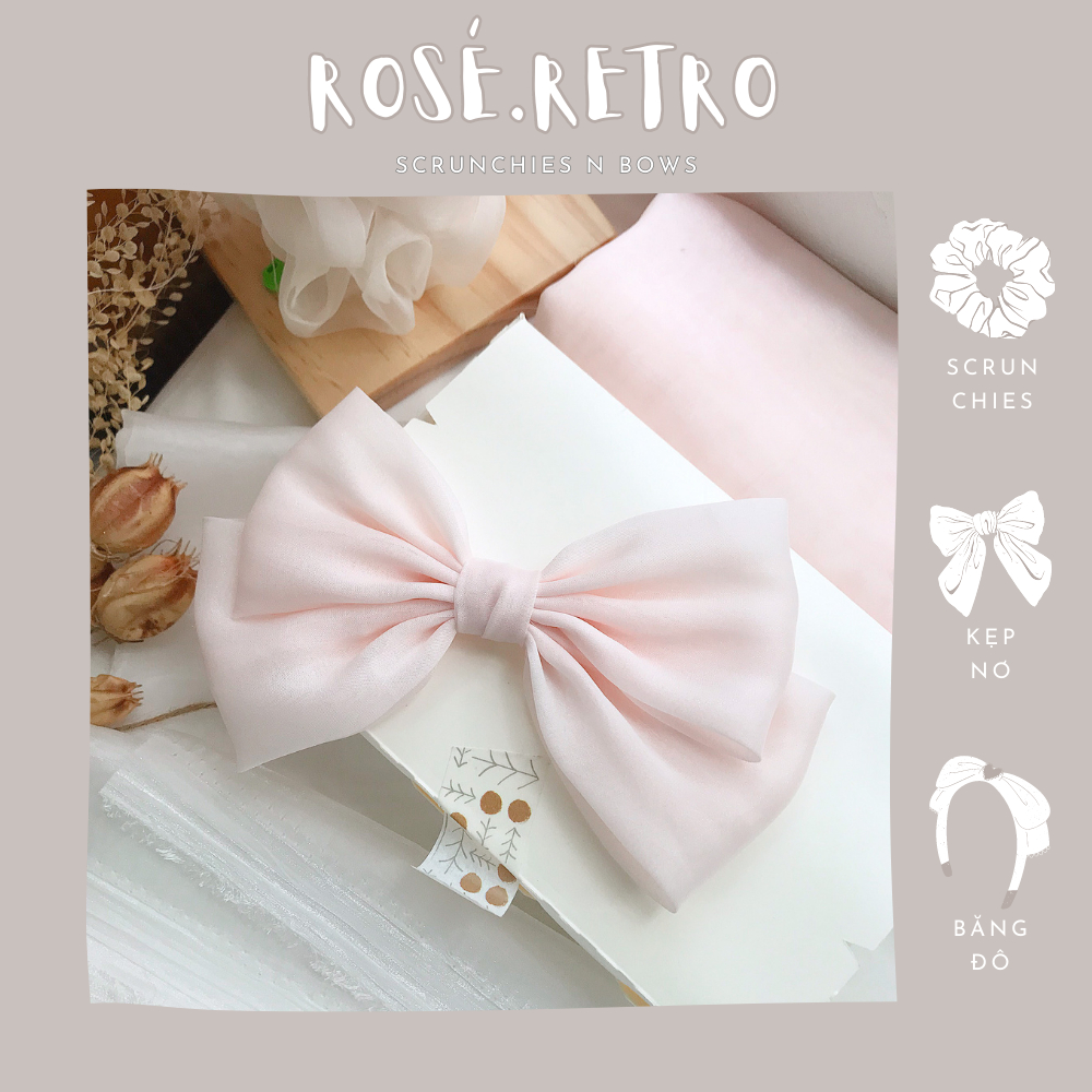 Kẹp tóc nơ hoa vải voan xinh xắn phong cách Hàn Quốc