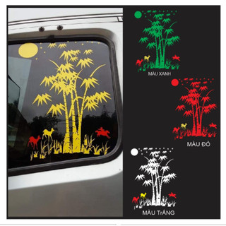 Tem decal hình ảnh cây tre trúc hot trend dán kính xe tải, ô tô (sl 1 tem)