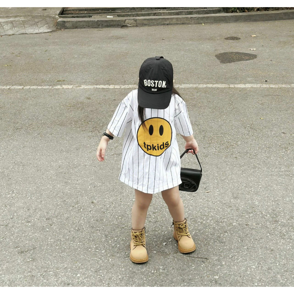 Áo thun gia đình mặt cười kẻ cho bé, áo phông trẻ em unisex, SAM KIDS