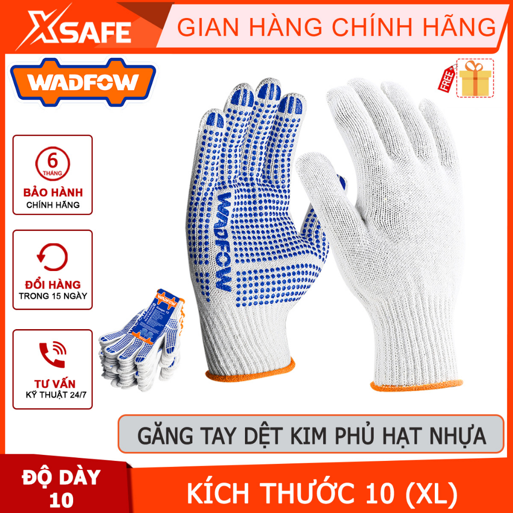 Găng tay dệt kim phủ hạt nhựa WADFOW WKG1801 size XL, dùng vận chuyển hàng hóa, lái xe, sửa chữa - chính hãng