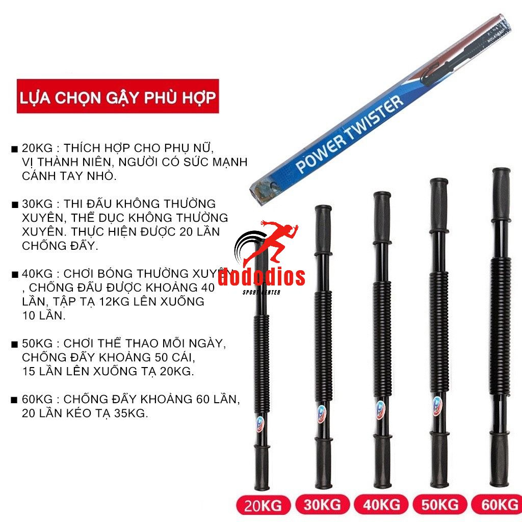 Gậy lò xo tập cơ tay dododios - lực bẻ 5kg 10kg 20kg 30kg 40kg 50kg 60kg
