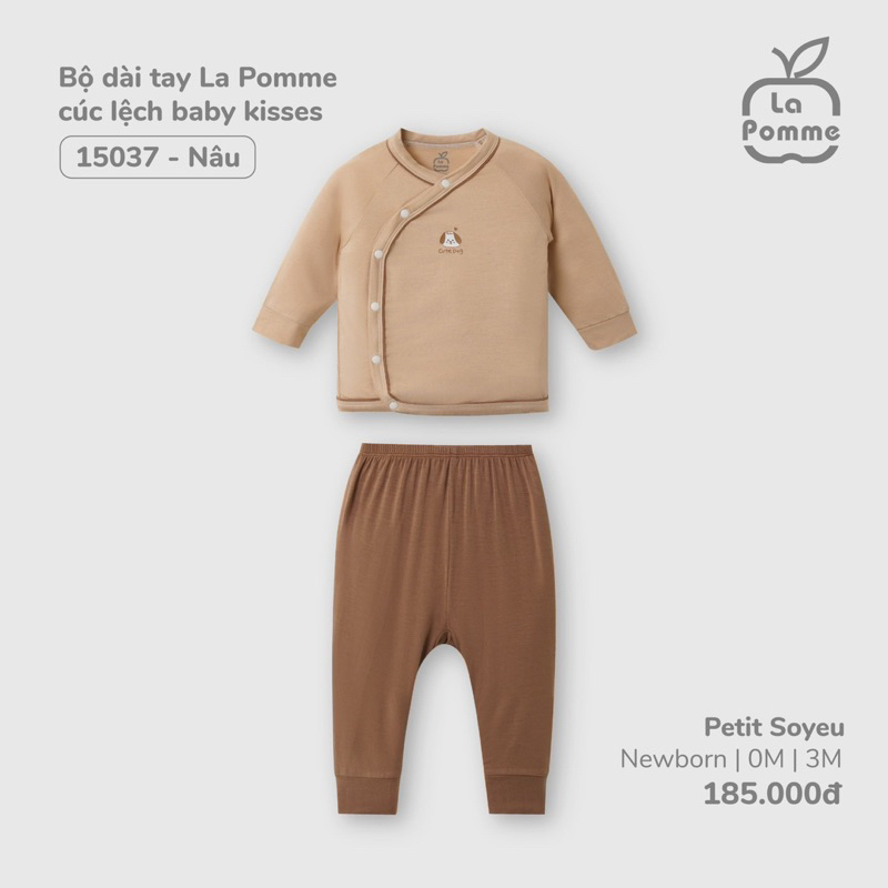 Bộ sơ sinh dài tay La Pomme Sóc nâu và hạt dẻ dành cho bé trai bé gái thu đông 2022 cao cấp