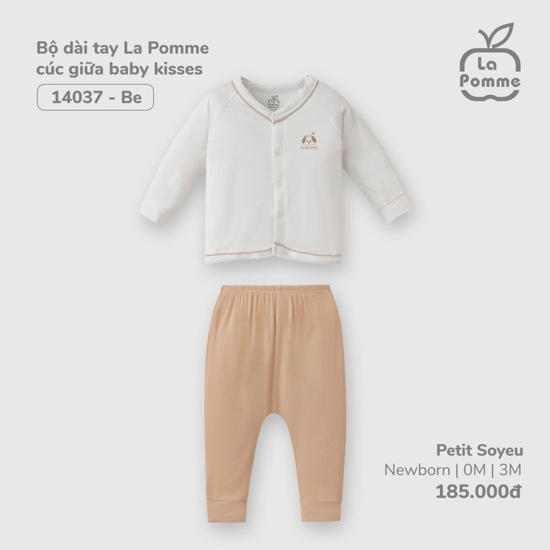 Bộ sơ sinh dài tay La Pomme Sóc nâu và hạt dẻ dành cho bé trai bé gái thu đông 2022 cao cấp