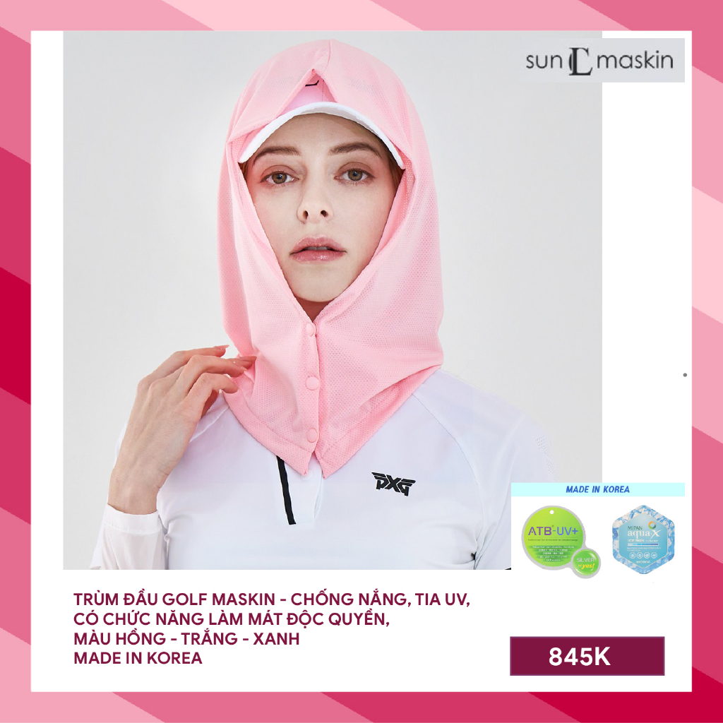 Trùm đầu golf chống nắng L-Maskin chống tia UV, chất vải làm mát hàng Hàn Quốc