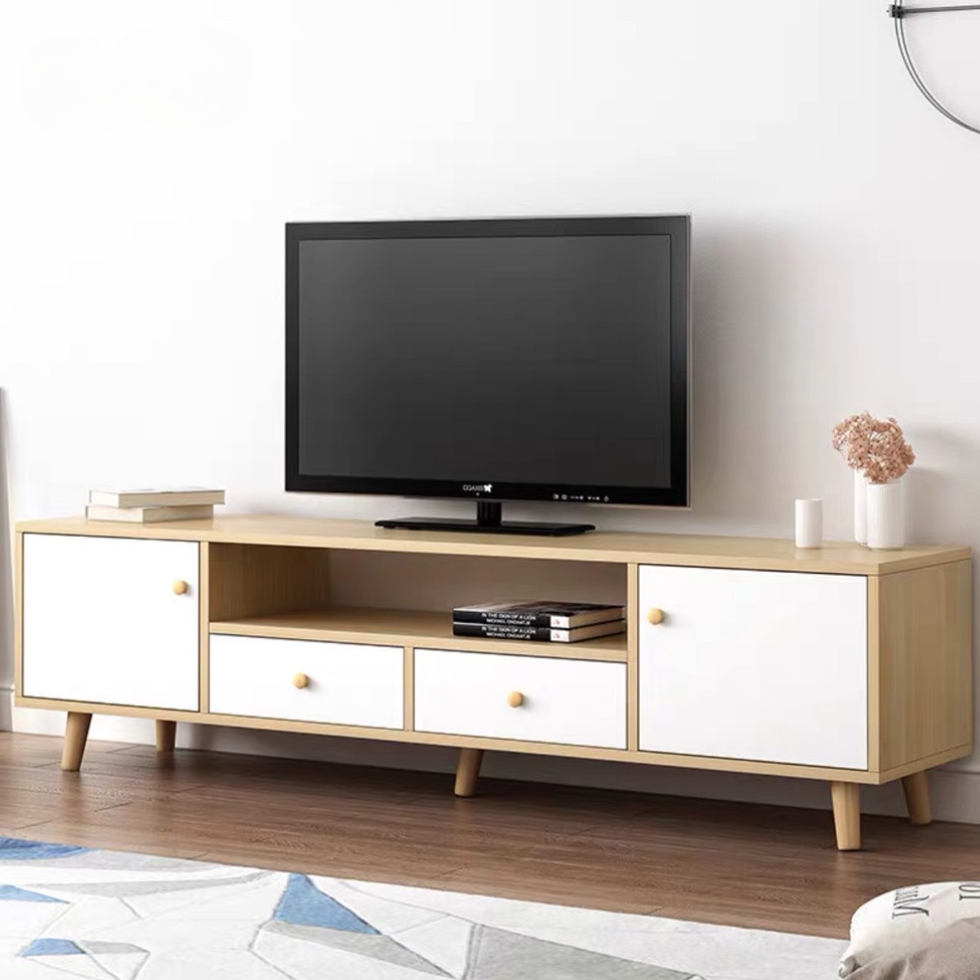 Kệ tivi để sàn 1m4 có hộc tủ đa năng bằng gỗ MDF phủ Melamine chống nước cao cấp thương hiệu MEIR - A122