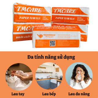 Giấy lau tay rút đa năng TECHMODULE 2 lớp 100 tờ TM-HP-TMCARE-YELLOW siêu dai cao cấp thấm hút không mủn
