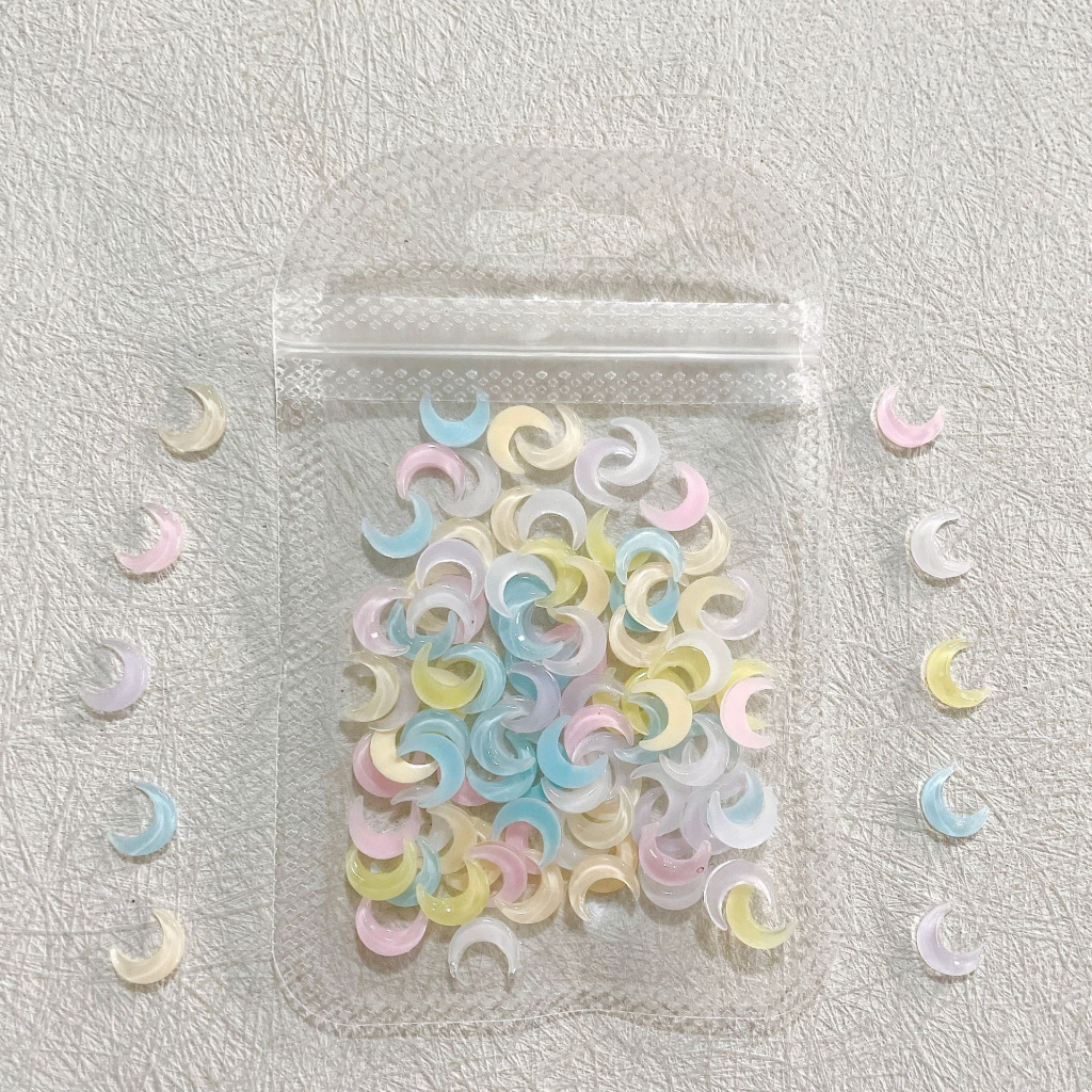 Set 10 Charm  slime/ Dụng Cụ Charm Nail/ Trang Trí Hình Mặt Trăng & Ngôi Sao 3D Xinh Xắn