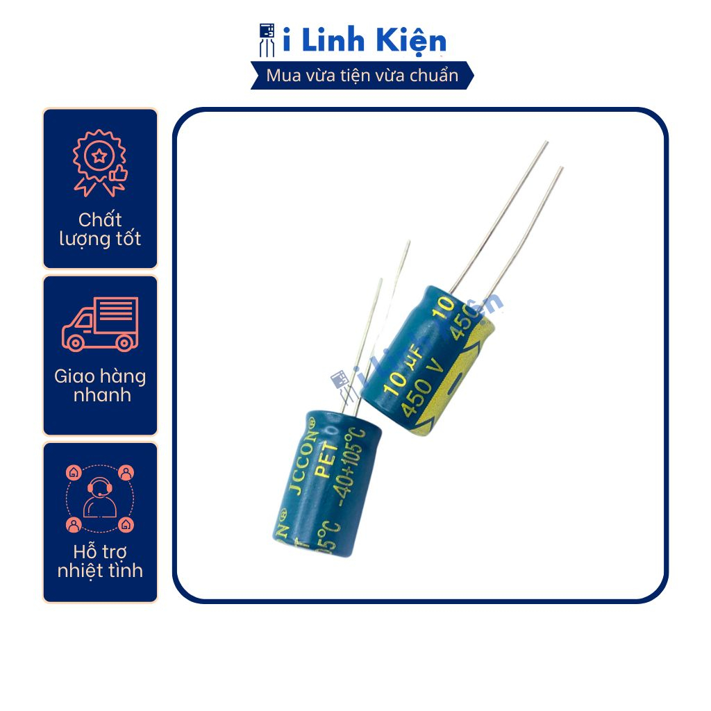 Tụ hóa 10UF 450V chất lượng tốt.
