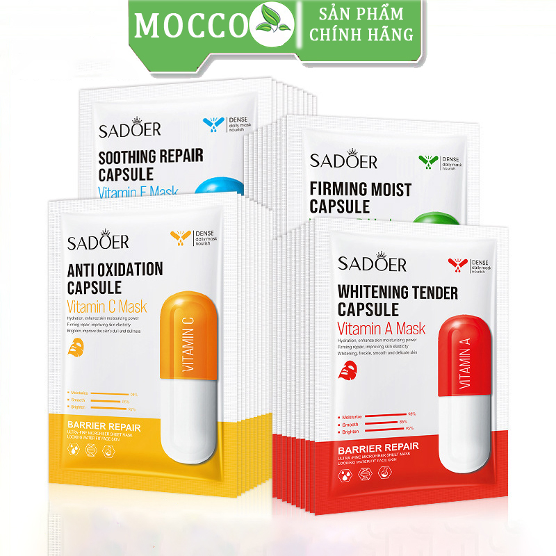 Mặt nạ giấy dưỡng da vitamin E C A B tăng collagen giảm thâm nám kiểm soát mụn Sadoer MOCCO MN0025