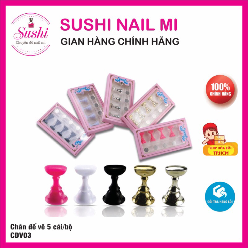 Set 5 chiếc đế gắn móng giả tập vẽ nail - đế nam châm gắn móng mẫu chuyên dụng  - Sushi Nail Mi
