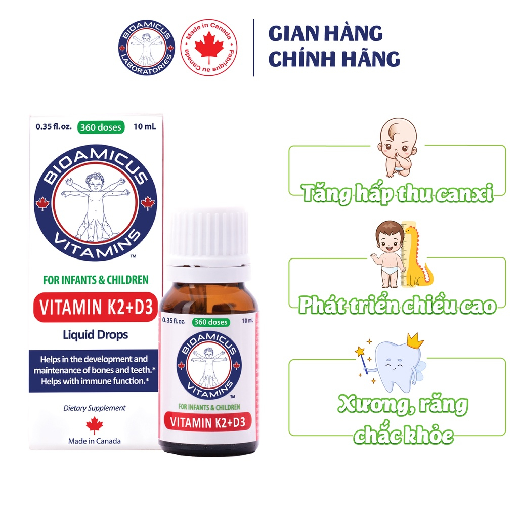 [TẶNG QUÀ] BioAmicus Vitamin D3K2MK7 10ml