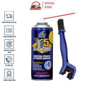 Chai xit chống rỉ sét bôi trơn X5 400ml và bàn chải vệ sinh sên chuyên nghiệp cho xe máy