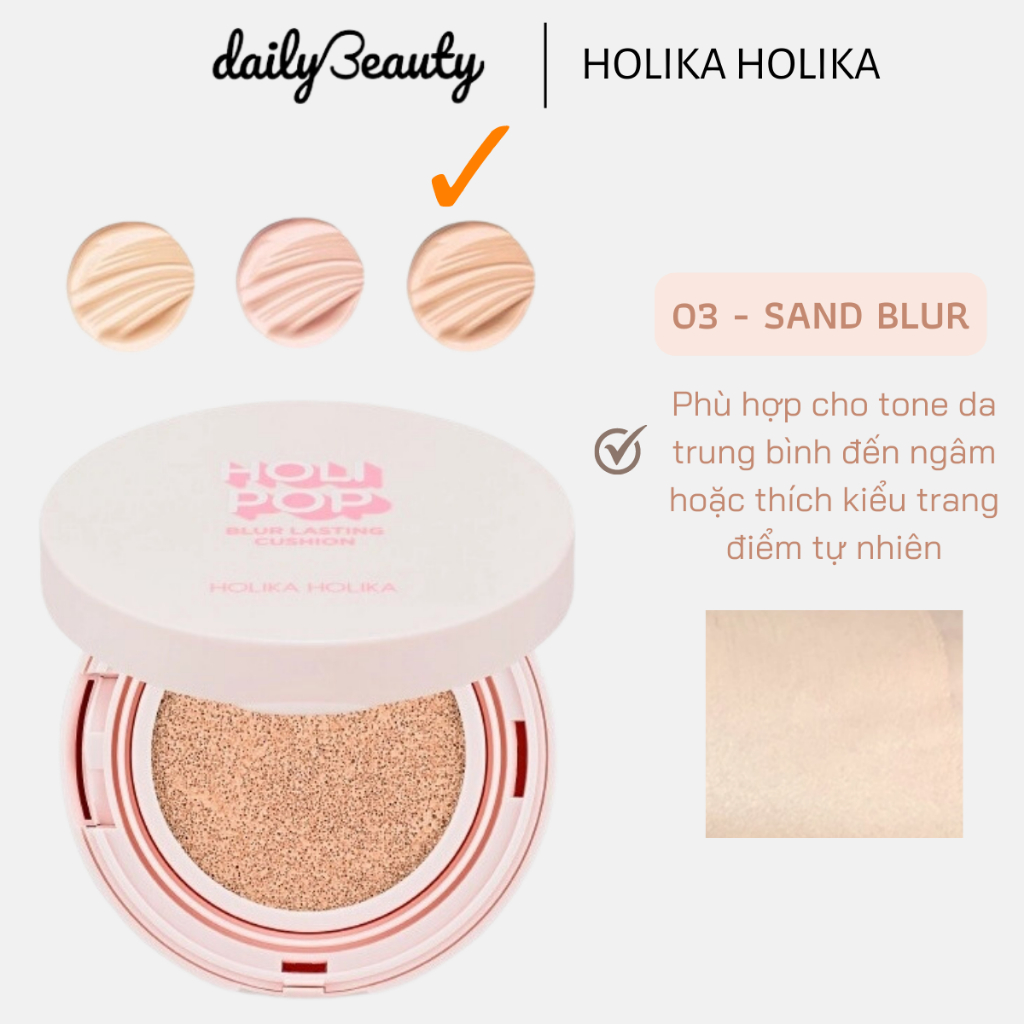 Phấn nước che khuyết điểm dưỡng da Hàn Quốc Holika Holika Holi Pop cấp ẩm lâu trôi chống thấm SPF50+ PA+++ (13g)