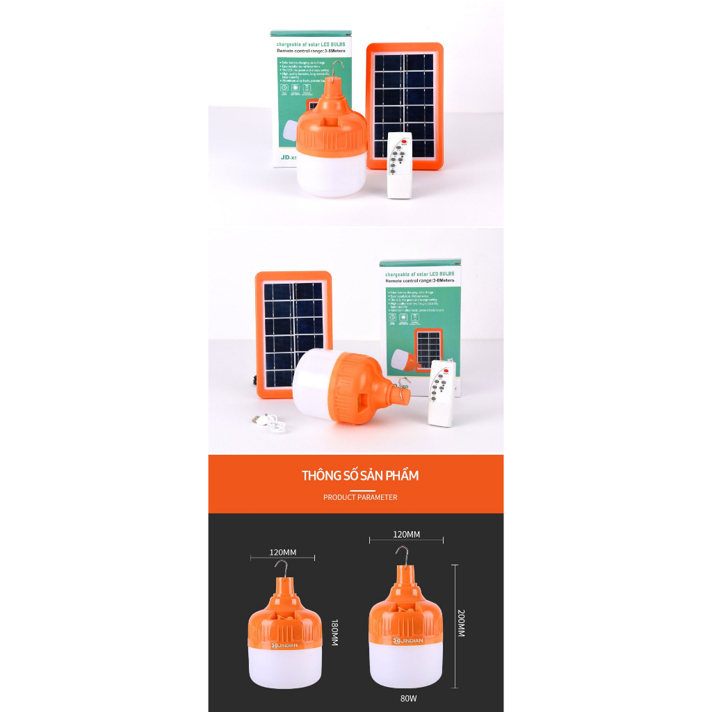 Đèn BULB 50W Năng Lượng Mặt Trời