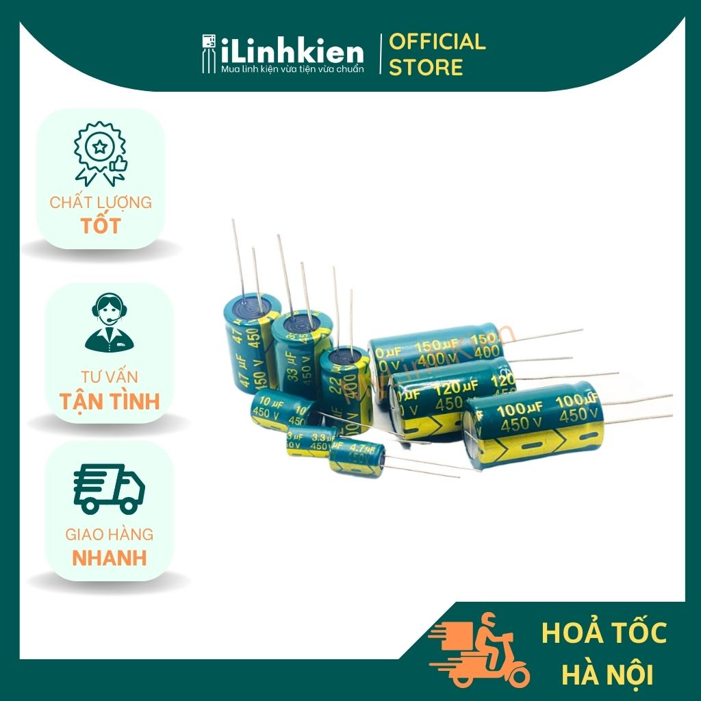 Tụ hoá 450V 6.8uF chính hãng Jcon chất lượng cao