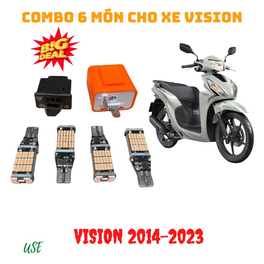 Combo Haza Kèm 4 Si Nhan Led T15 Siêu Sáng Gắn Wave 50/100/110 Winner/ vision 2021-22-23 [ 6 món]