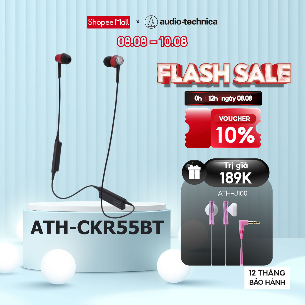 Tai Nghe Bluetooth Nhét Tai Inear Audio Technica ATH-CKR55BT Omnidirectional - Hàng Chính Hãng