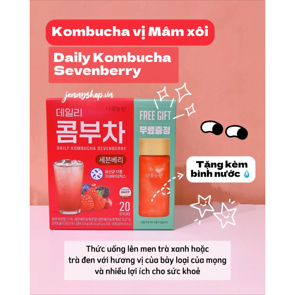 Trà Lên Men Trái Cây Daily Kombucha Hàn Quốc Hộp 20 Gói