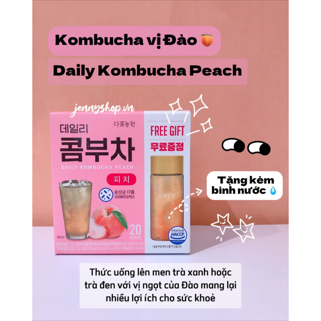 Trà Lên Men Trái Cây Daily Kombucha Hàn Quốc Hộp 20 Gói