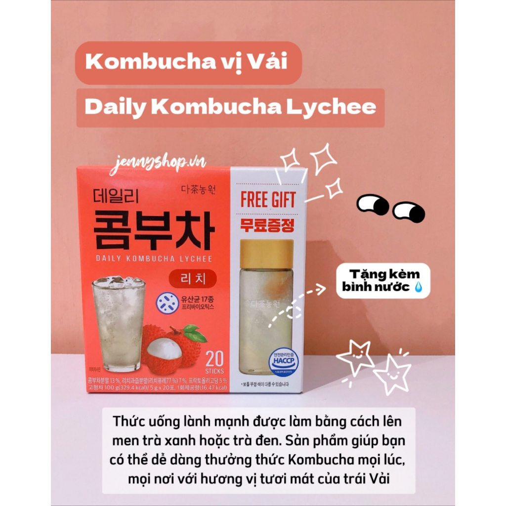 Trà Lên Men Trái Cây Daily Kombucha Hàn Quốc Hộp 20 Gói