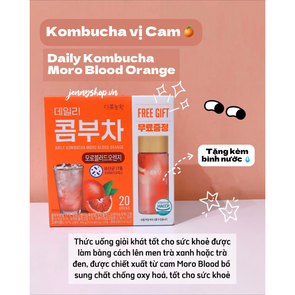 Trà Lên Men Trái Cây Daily Kombucha Hàn Quốc Hộp 20 Gói