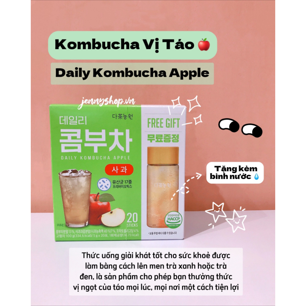 Trà Lên Men Trái Cây Daily Kombucha Hàn Quốc Hộp 20 Gói