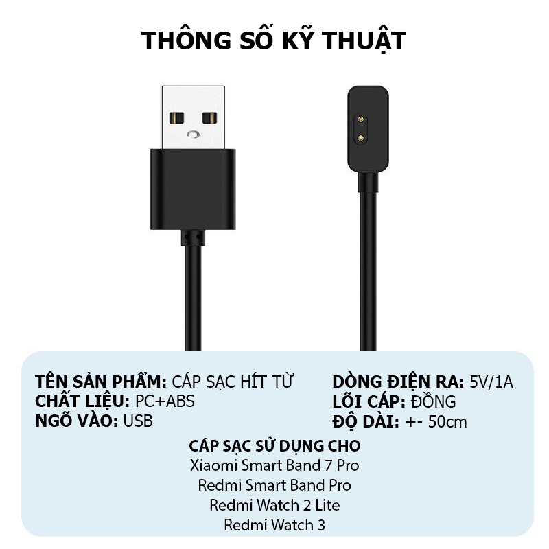 Cáp sạc Xiaomi Smart Band 7 Pro / Redmi Smart Band Pro / Redmi Watch 2 Lite / Redmi Watch 3