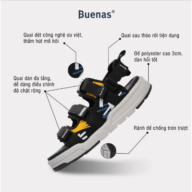Sandal Buenas 6818 CRAYON quai ngang trẻ trung - dép quai hậu nam nữ học sinh đi học