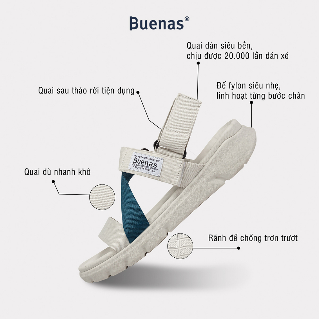 Sandal nam nữ Buenas Alpha 2828 - dép quai hậu học sinh đi học đế cao 3 phân