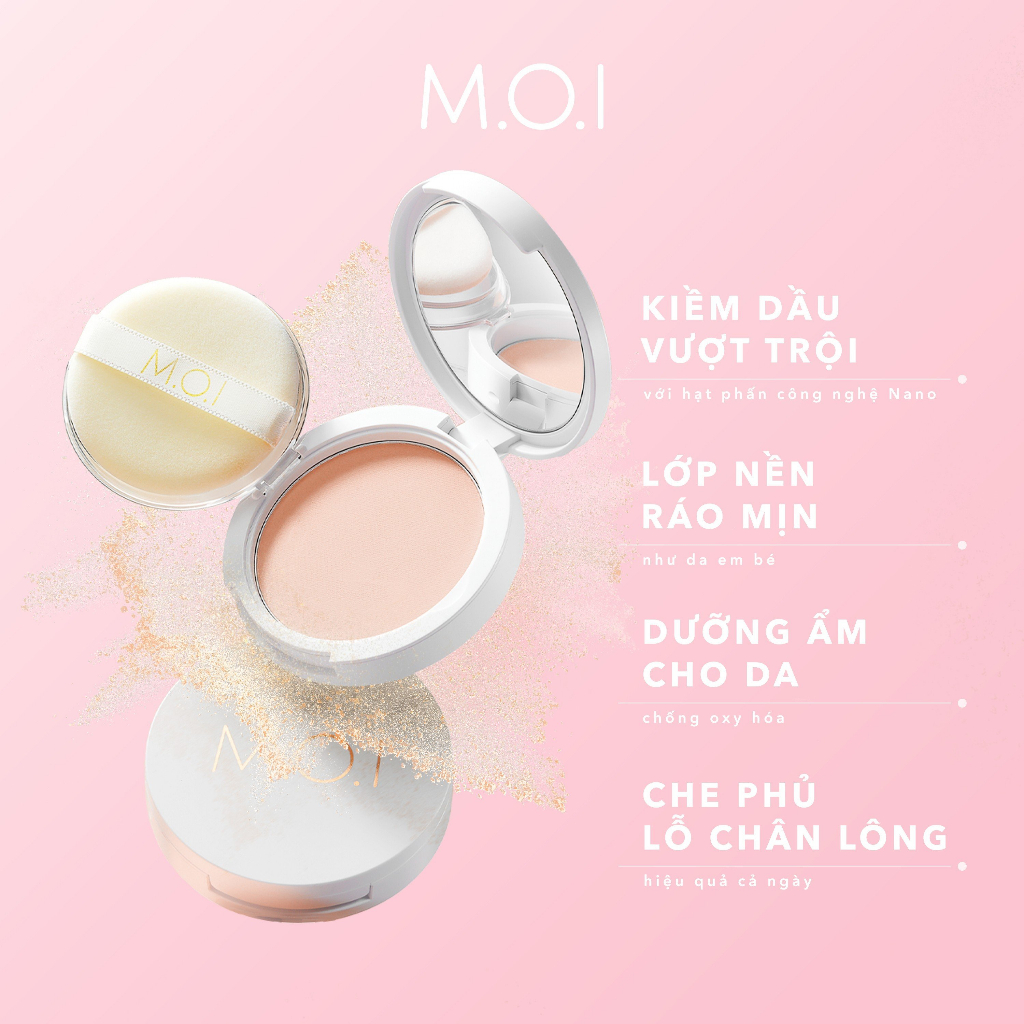 Phấn phủ M.O.I Cosmetics kiềm dầu kháng nước - tone tự nhiên 10g