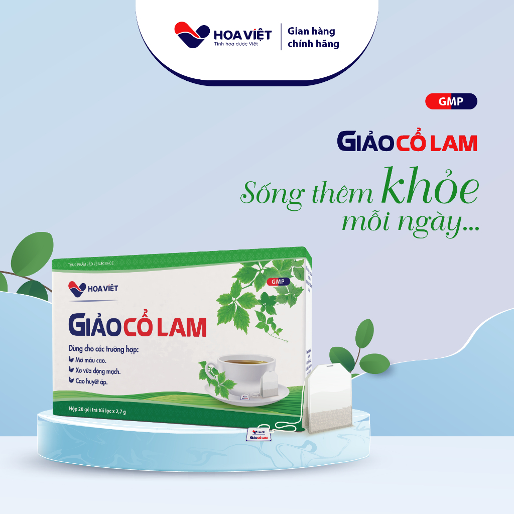 Trà giải độc mát gan Giảo Cổ Lam Hoa Việt Hỗ trợ Phòng ngừa Bệnh Tim Mạch Tiểu Đường Mỡ Máu Chính Hãng