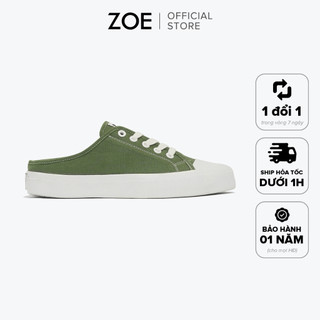 Giày sục mule linen unisex zoe màu xanh rêu ml004
