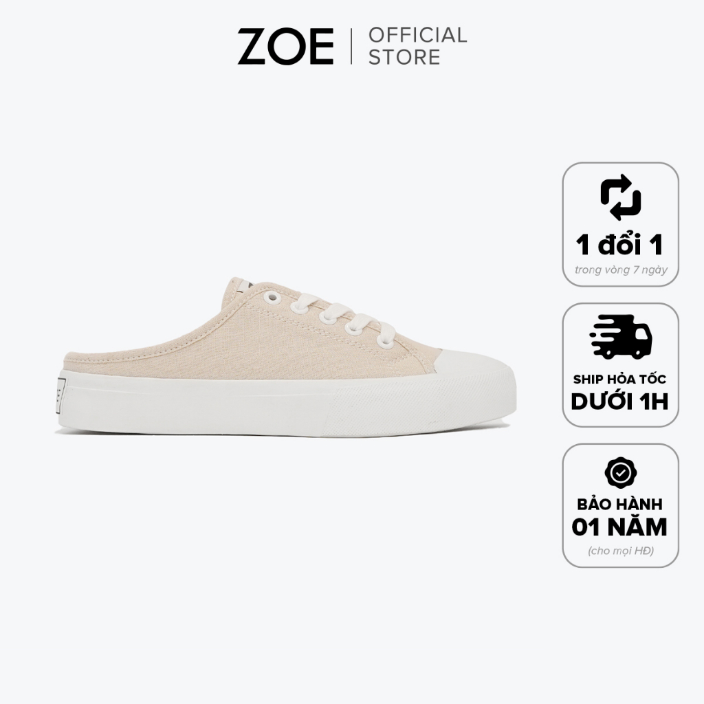 Giày Sục Mule Linen Unisex Zoe Màu Be ML005