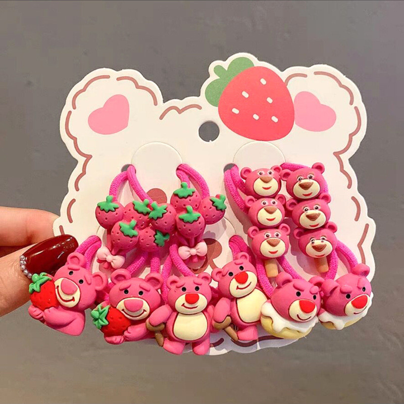 Set 10 Dây Buộc Tóc Gấu Dâu LOTSO Cho Bé Gái