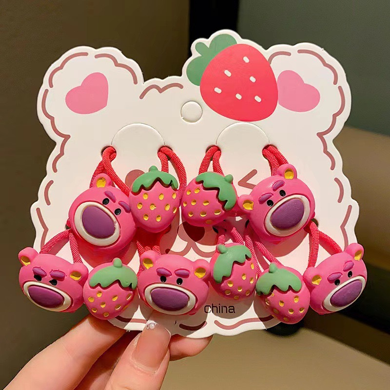 Set 10 Dây Buộc Tóc Gấu Dâu LOTSO Cho Bé Gái