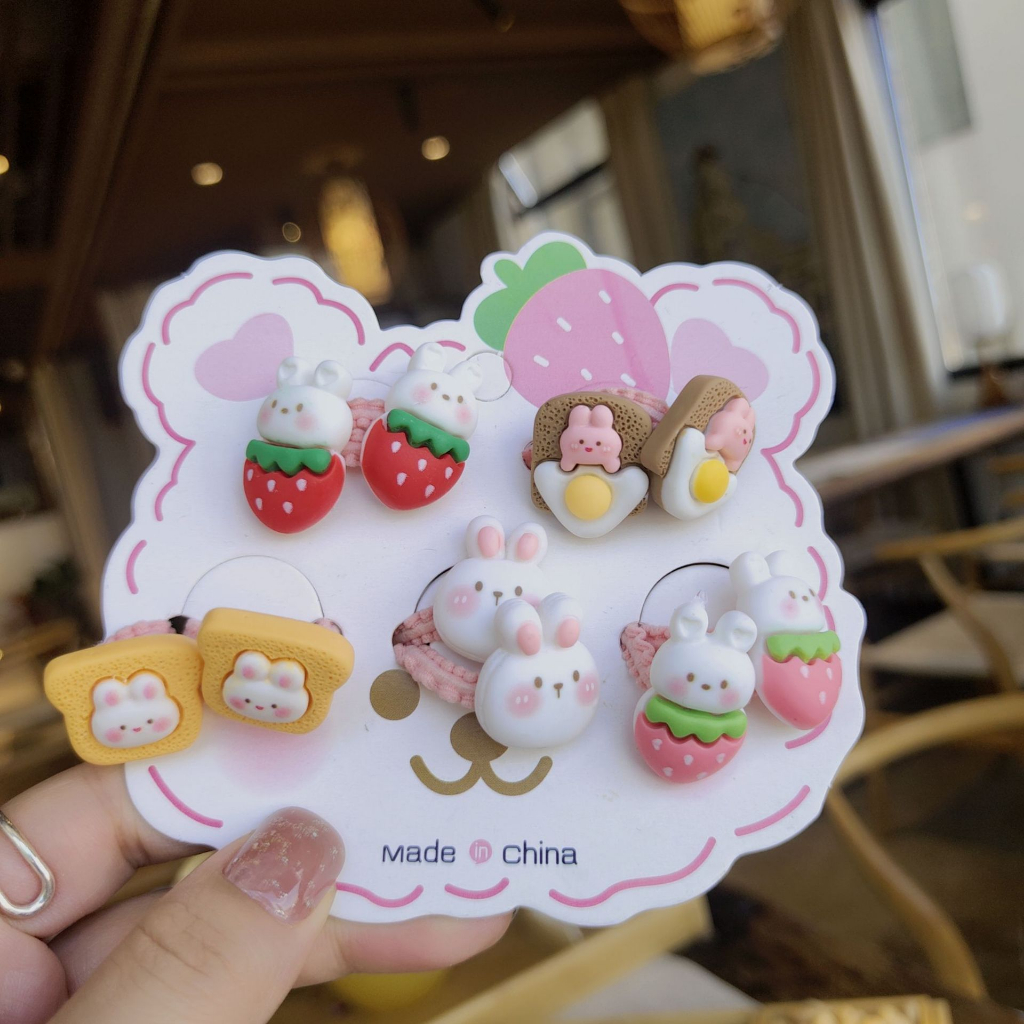 Set 10 Dây Buộc Tóc HOẠT HÌNH THÚ TRÁI CÂY CUTE Cho Bé Gái