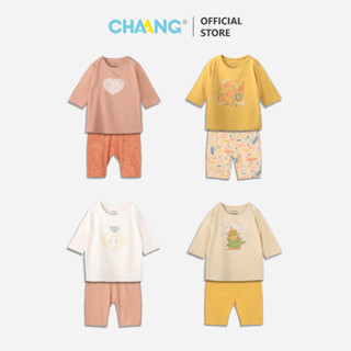 [CHAANG 3M-5Y] Bộ quần áo lửng cài vai dáng ôm mềm mát cho bé gái và bé trai Treasure Chaang