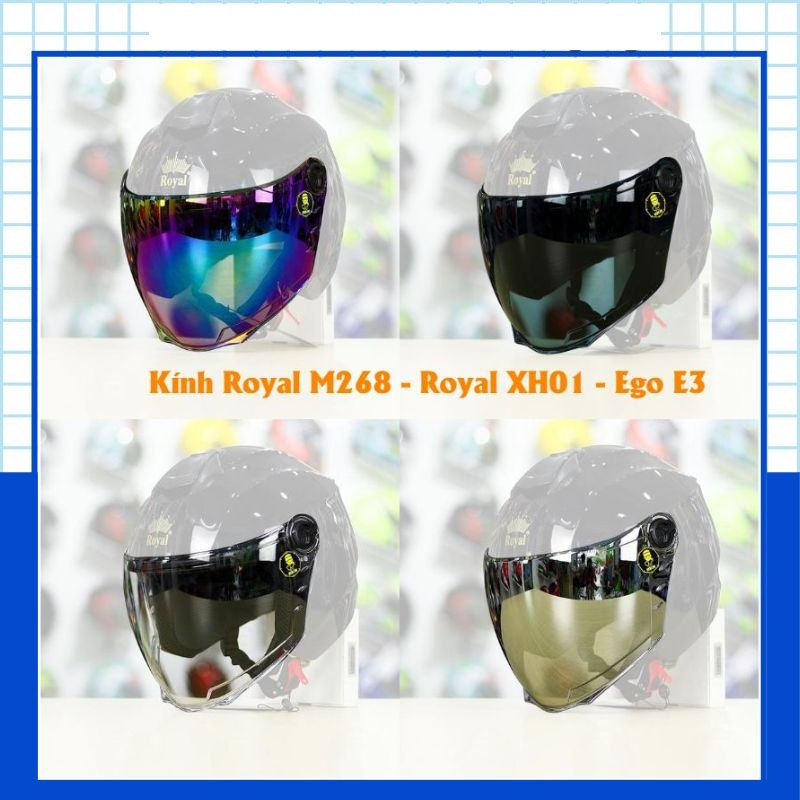 Kính Royal M268, Royal XH01, Ego E3,GRO 2 kính - Kính rời thay thế mũ bảo hiểm Royal M268, Royal XH01, Ego E3, GRO 2 kín