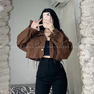  Khoác jean nữ croptop  áo khoác jean nữ tay phồng  áo khoác nữ chất jean dạng lửng PLA135 - PHUONG LYNH SHOP 