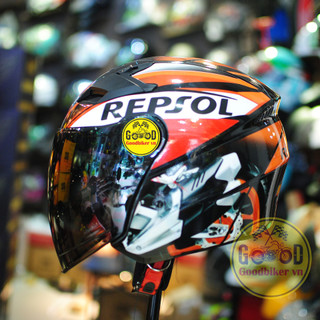 Mũ bảo hiểm 3/4 2 kính royal m268 tem repsol