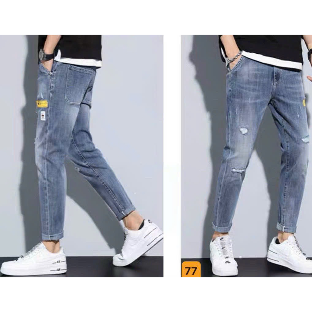 Quần jean nam rách nhỏ kiểu dáng thời trang vải bò đẹp ts77