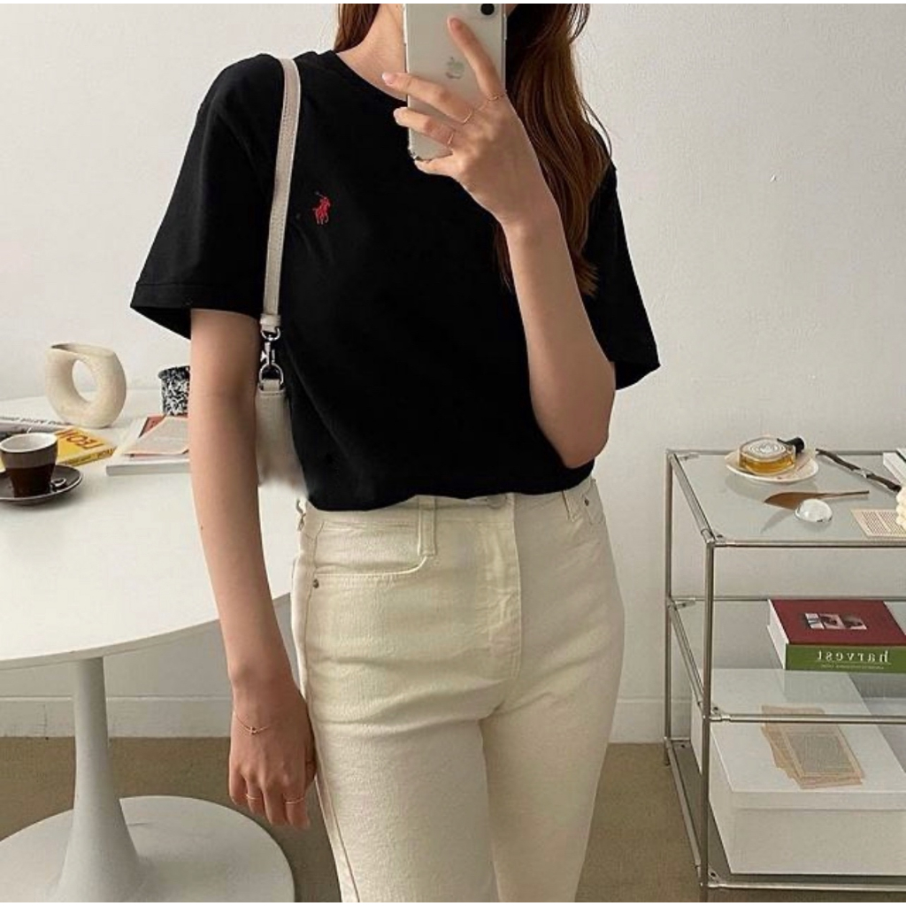 Áo thun tay lỡ cổ tròn unisex nam nữ Ralph Lauren 100% cotton 2c cao cấp form oversize